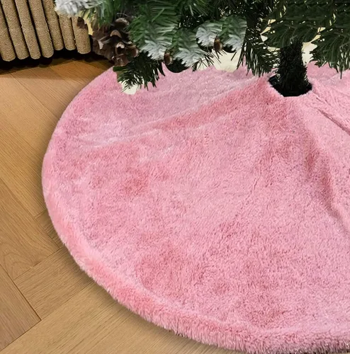 Miniatura 14 de AISENO Falda de árbol de Navidad de 60 pulgadas, decoración navideña de felpa de piel sintética beige para árbol de Navidad, fiesta festiva