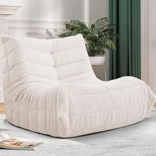 Miniatura 75 de Puf para adultos, silla puf grande, sillón con relleno de espuma viscoelástica para el hogar, apartamento o sala de juegos, gris afelpado Felpa gris
