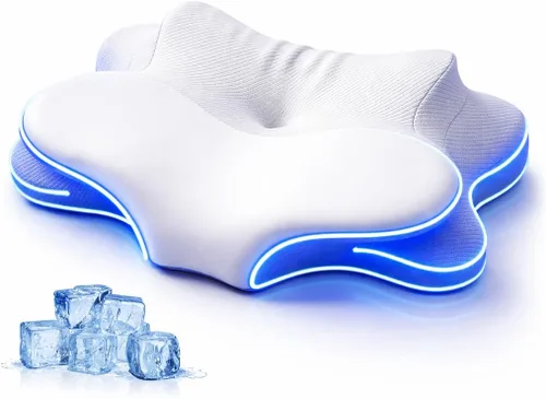Miniatura 10 de Almohada cervical para el cuello – Almohada de espuma viscoelástica para aliviar el dolor de dormir, almohadas ergonómicas de contorno para dormir