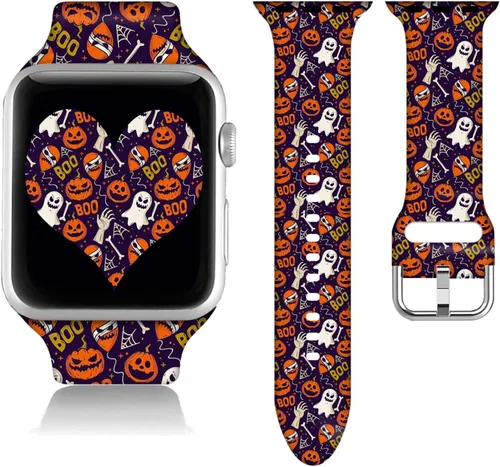 Miniatura 31 de Compatible con Apple Watch de copo de nieve de 38/40/41/42/44/45/46/1.929 in para mujeres y hombres, correa de repuesto de silicona suave para Hojas