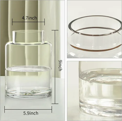 Miniatura 6 de Jarrones de vidrio transparente para centros de mesa, jarrón cilíndrico de vidrio grande de 9 pulgadas para el hogar, boda, fiesta, eventos