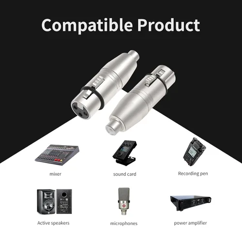 Miniatura 2 de Paquete de 3 adaptadores RCA hembra a XLR de 3 pines, convertidor de género cambiador de audio, adaptador XLR a RCA para amplificador mezclador