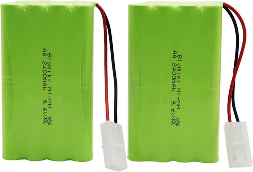Miniatura 5 de Blomiky Paquete de 2 baterías AA recargables NiMH de 9.6 V 2000 mAh con conectores estándar Tamiya enchufe y cable USB para auto tanque RC