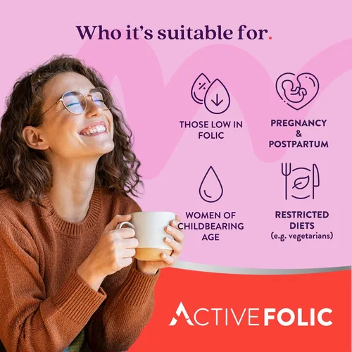 Miniatura 7 de Suplemento activo de ácido fólico, 400 mcg, apoya el embarazo, desarrollo fetal, combate el cansancio, la fatiga, la máxima absorción