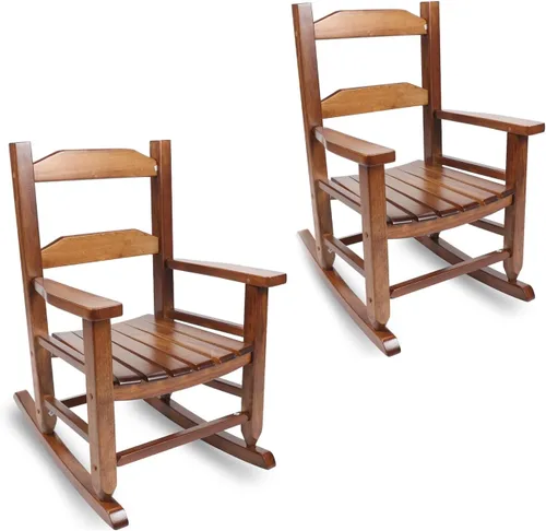 Miniatura 15 de Mecedora de madera para niños, cómoda mecedora reclinable para niños de 3 a 6 años, silla de descanso para bebés y niños, sala