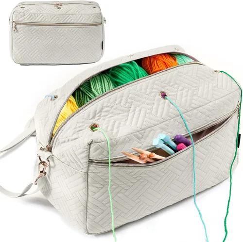 Miniatura 12 de MYBAGZING Organizador de bolsas de ganchillo - Bolsa de tejer - Organizador de almacenamiento de hilo - Bolsa de hilo para ganchillo - Soporte