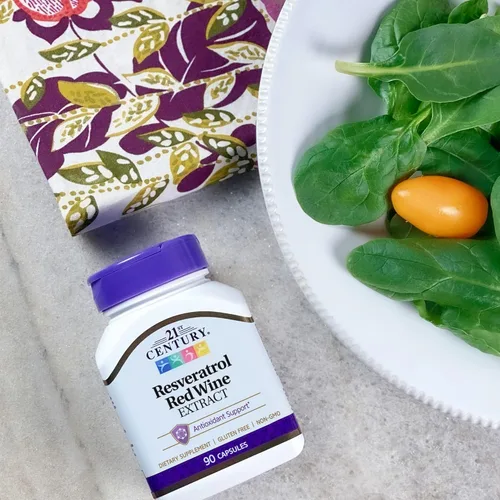 Miniatura 4 de 21st Century Resveratrol - Cápsulas de extracto de vino tinto, suplemento de resveratrol con extracto de semilla de uva, polifenoles y vitamina C