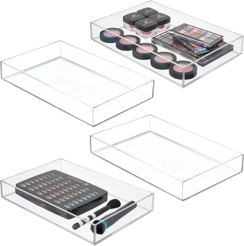 Miniatura 9 de Organizador Clarity de InterDesign para tocador, adecuado para cosméticos y productos de belleza, 8 x 12 x 2 pulgadas, transparente, Transparente