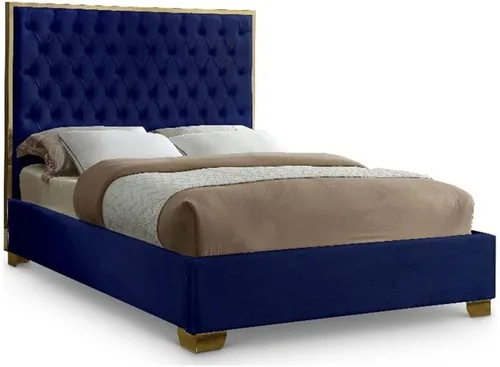 Miniatura 12 de Meridian Furniture Colección Lana Modern Cama tapizada de terciopelo contemporáneo con acolchado profundo detallado y patas doradas, tamaño Verde