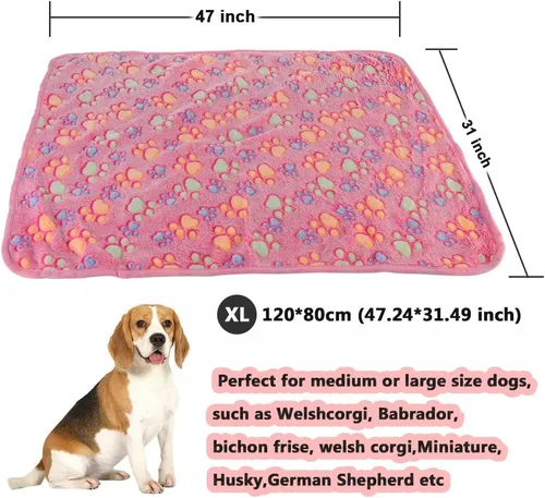 Miniatura 5 de Manta de forro polar súper suave y cálida para mascotas, manta de franela para cachorros con estampado de patas para perro, cachorro y gato