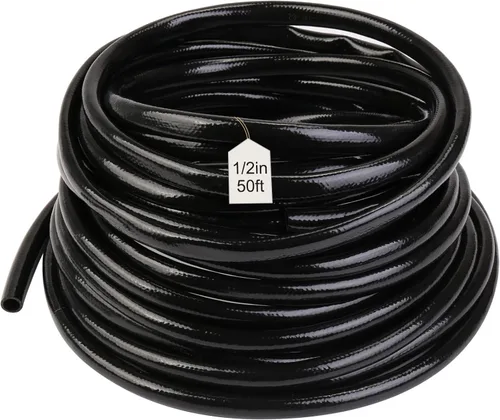 Tubo de riego de 1/2 pulgada 50 pies, sistema de riego por goteo rígido PE para jardín, (0.52 ″ ID X 0.60 ″ OD) Línea de goteo negra, riego de