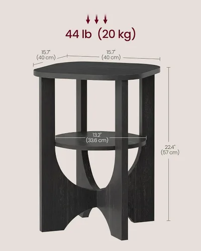 Miniatura 2 de VASAGLE Mesa auxiliar, mesa auxiliar pequeña de 2 niveles, mesita de noche con estante inferior para espacios pequeños, sala de estar, dormitorio