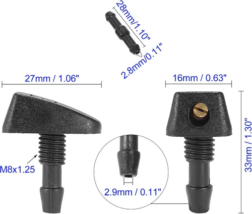 Miniatura 5 de Kit de boquillas para limpiaparabrisas con conector de manguera de fluido, 10 piezas, color negro, compatible con Acura MDX 2011, para Honda Pilot