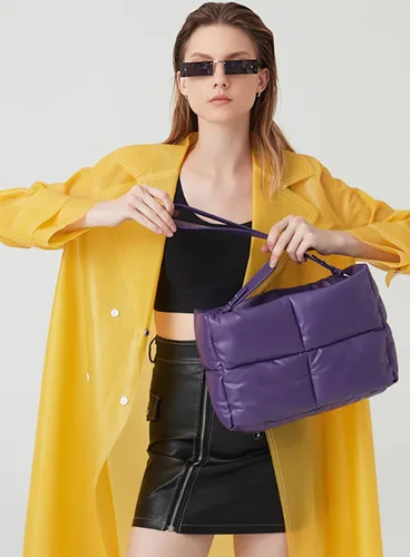 Miniatura 4 de Bolsas hobo para mujer, suaves, acolchadas, con relleno, con asa superior, cuadradas, sólidas, bolsas de mano