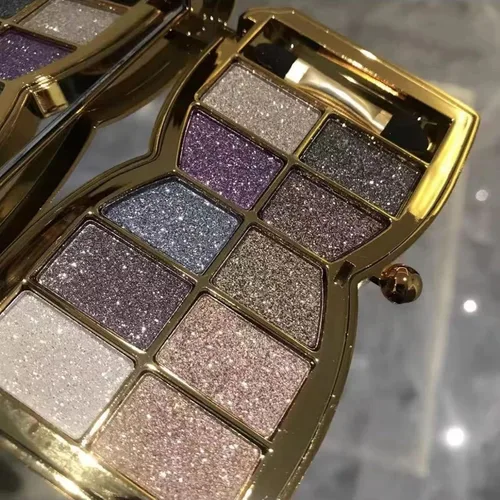 Miniatura 11 de Paleta de sombras de ojos doradas brillantes – 10 colores brillantes sombra de ojos purpurina altamente pigmentada, de larga duración, impermeable