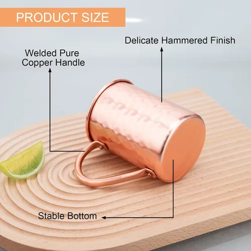 Miniatura 3 de TJ Moscow Mule - Juego de 2 tazas de cobre 100% puro de 14 onzas, tazas de cobre hechas a mano, resistentes al deslustre, regalo para bebidas frías