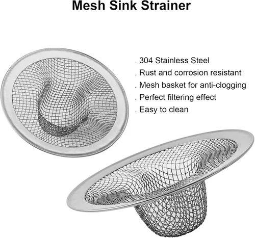 Miniatura 7 de Paquete de 6 coladores de drenaje de malla para lavabo de baño, 2.12 pulgadas, parte superior / 1 pulgada de acero inoxidable pequeño para fregadero