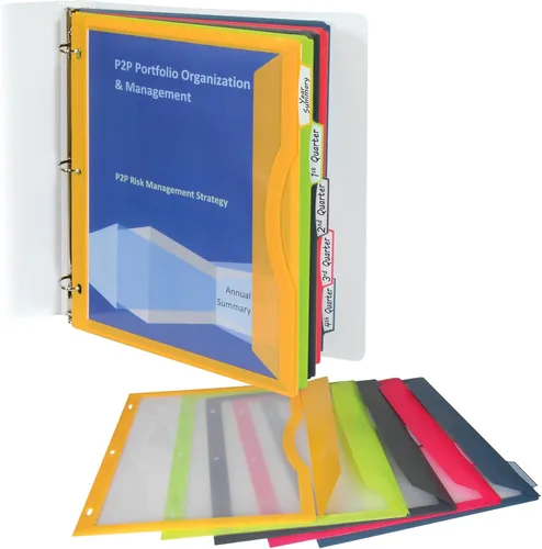 Miniatura 2 de C-Line Bolsillos para carpetas de 5 pestañas con pestañas de índice para escribir, colores surtidos, 8.5 x 11 pulgadas, 5 bolsillos por juego