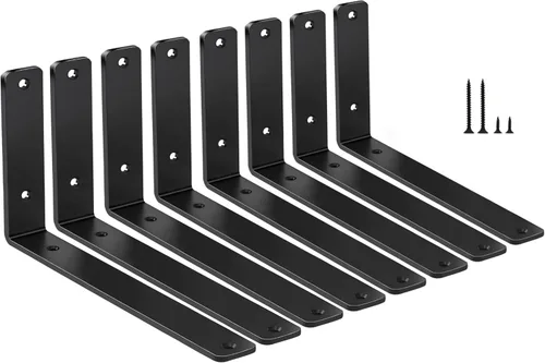 Miniatura 89 de Paquete de 12 soportes de estante en L de 8 pulgadas de largo x 6 pulgadas de alto x 1.5 pulgadas de ancho, 5 mm de grosor, soporte de estante en L