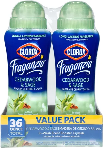 Clorox Fraganzia Cristales Potenciadores de Aroma para Lavandería en Aroma de Madera de Cedro y Salvia - Perlas Perfumadas Frescas para el Lavado