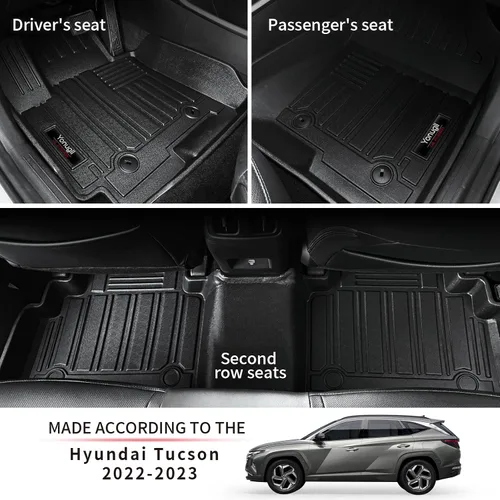 Miniatura 3 de Alfombrillas personalizadas para Hyundai Tucson 2022, 2023, 2024, 2025, 2026, juego completo de alfombrillas de protección de goma TPE para todo
