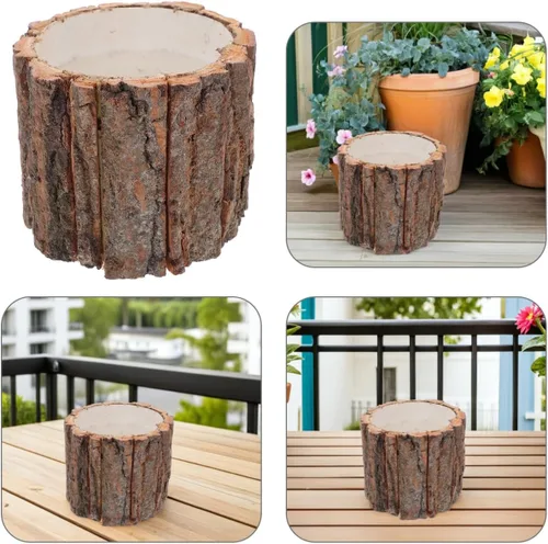Miniatura 9 de DOITOOL Maceta de troncos de troncos de madera, maceta rústica de corteza para centros de mesa, bodas, fiestas, hogar, oficina, balcón, decoración