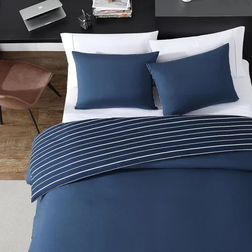 Miniatura 2 de Nautica - Juego de funda de edredón tamaño individual, ropa de cama de microfibra suave reversible con funda a juego, decoración del hogar sólida