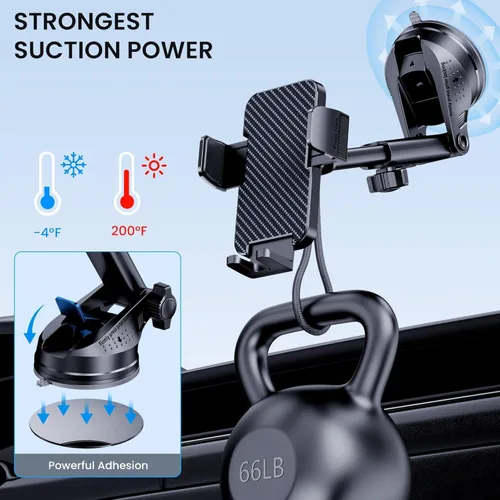 Miniatura 3 de BIVGAZA Soporte de teléfono para automóvil [succión de grado militar] Soporte universal para teléfono de automóvil [compatible con funda gruesa]