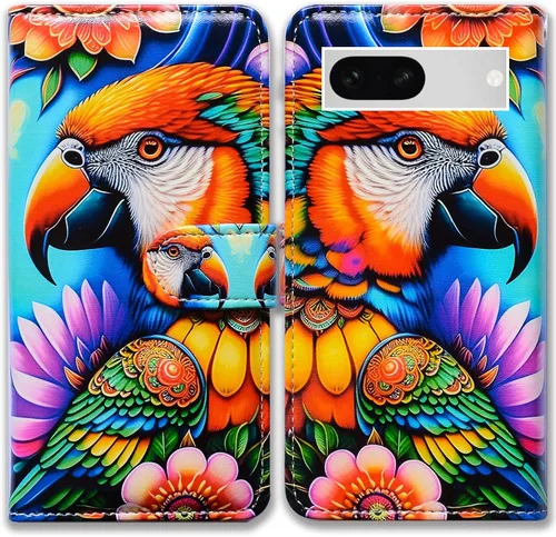 Miniatura 9 de Bcov Pixel 7a - Funda de piel con tapa y función atril para Google Pixel 7a, diseño de flores y mariposas azules Mariposa Azul Flores Rosa