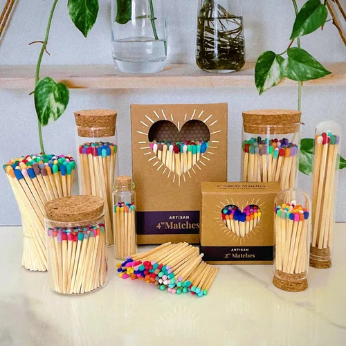 Miniatura 6 de Fósforos coloridos de 2" con delanteros 100 varillas de fósforos arcoíris pequeñas y seguras con pastillas de fricción de Thankful Greetings