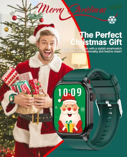 Miniatura 9 de SOUYIE Reloj inteligente con tema navideño 2025 para hombres y mujeres, Android iPhone, con llamada Bluetooth (respuesta/hacer llamada), rastreador