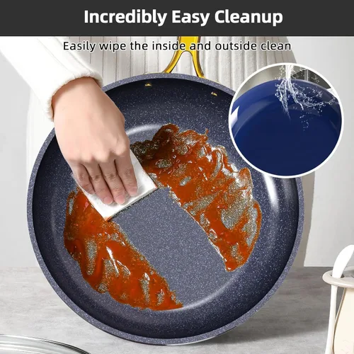 Miniatura 5 de Nuwave Lux LE - Juego de utensilios de cocina de 13 piezas con elegante mango dorado, cerámica antiadherente con infusión de diamante, sin PFAS