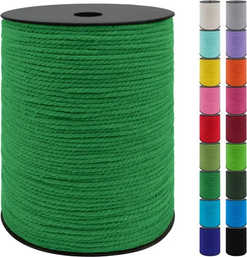 Miniatura 50 de JeogYong Cordón de macramé de 8mm, cuerda de lana de macramé de algodón natural de 131 pies, cordón de algodón trenzado de 3 hebras, hilo de macramé