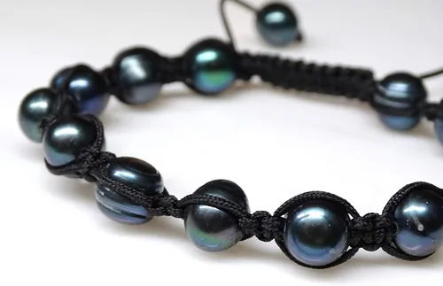 Miniatura 7 de Pulsera ajustable de perlas de pavo real negro para hombres y mujeres, regalo único