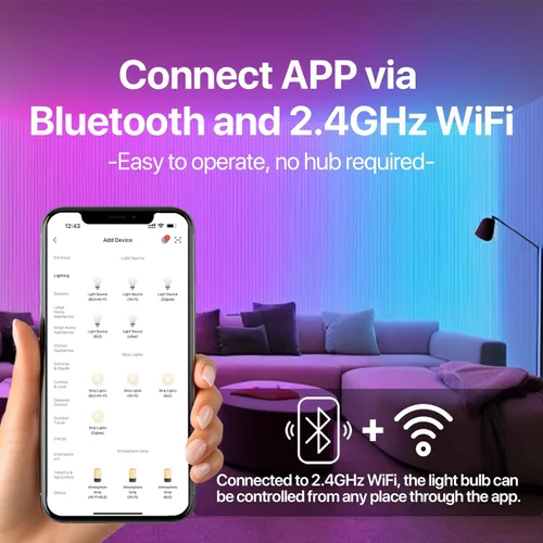 Miniatura 4 de ORALUCE Bombilla inteligente compatible con Alexa y Google Home, bombilla LED A19 E26 equivalente a 60 W, WiFi de 2.4 GHz y Bluetooth que cambia