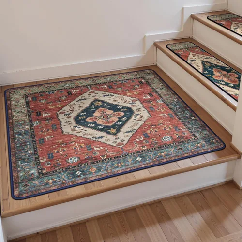 Miniatura 19 de OJIA Alfombra antideslizante para peldaños de madera, alfombra de aterrizaje con respaldo de goma, alfombras de seguridad suaves para la familia