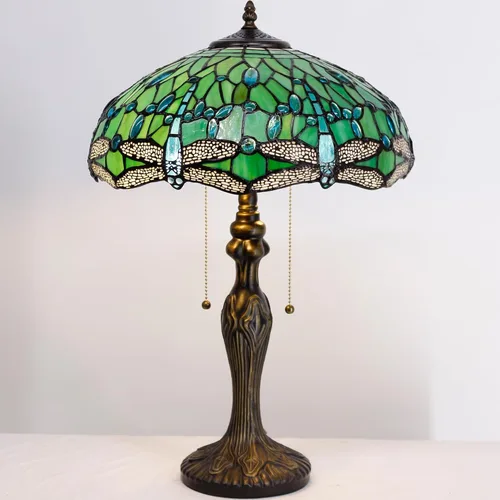 Miniatura 8 de Lámpara de mesa Tiffany de vidrio teñido 16X16X24 Pulgadas Luz de lectura antigua (Mariposa amarilla ámbar) Antique Reading Light