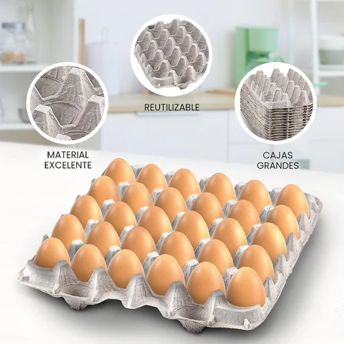 Miniatura 7 de MT Products Cartones planos de fibra de pulpa con capacidad para 30 huevos, caja de huevos para granja de pollos - Fabricado en los Estados Unidos