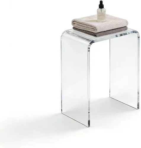 Taburete pequeño de acrílico de 17.7 pulgadas de alto para adultos, banco de ducha de acrílico, asiento para baño, ducha, 10.2 pulgadas de