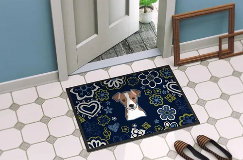 Miniatura 4 de Caroline's Treasures BB5111JMAT - Tapete para puerta delantera, 24 x 36 pulgadas, diseño de flores azules, para entrada, antideslizante, lavable