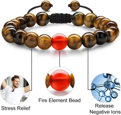 Miniatura 5 de Pulseras del zodiaco para hombres y mujeres, hechas a mano, ojo de tigre natural de 0.315in y piedra de ágata mate para hombre, pulseras