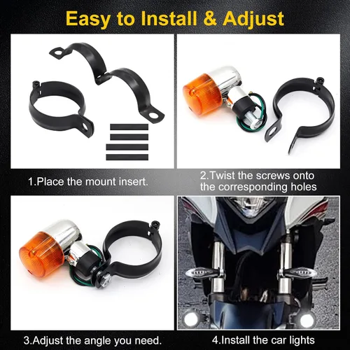 Miniatura 5 de Soporte de montaje de luz antiniebla para motocicleta, soporte intermitente, abrazadera de luz, luz de señal de motocicleta, base de flash de luz