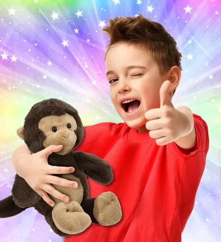 Miniatura 2 de DolliBu Peluche de mono – Animal de peluche súper suave, lindo peluche marrón de vida silvestre, adorable juguete de peluche esponjoso para niños