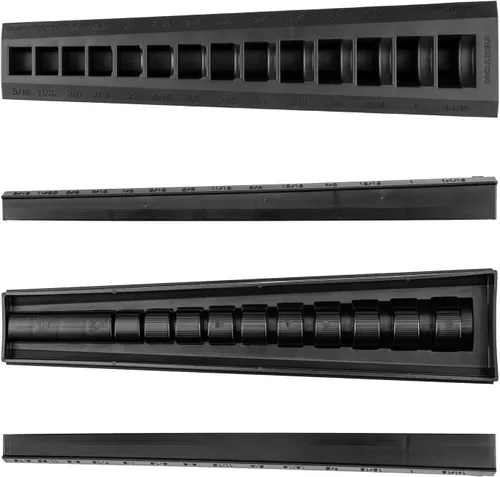 Miniatura 3 de TEKTON 14 herramientas de 3/8 pulgadas de tuerca de trampa, Crowfoot Wrench Organizador Rack, negro (5/16-1-1/16 pulgadas) ORG25114 Fabricado