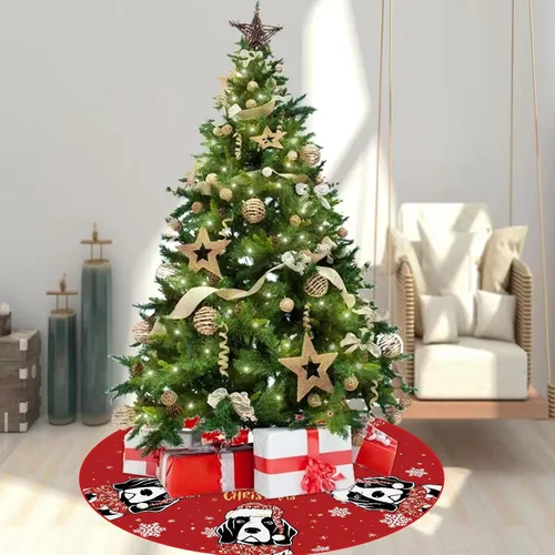 Miniatura 5 de Falda de árbol de Navidad roja con Beagle, falda de árbol navideño de invierno de 48 pulgadas para decoraciones navideñas de perros para interiores