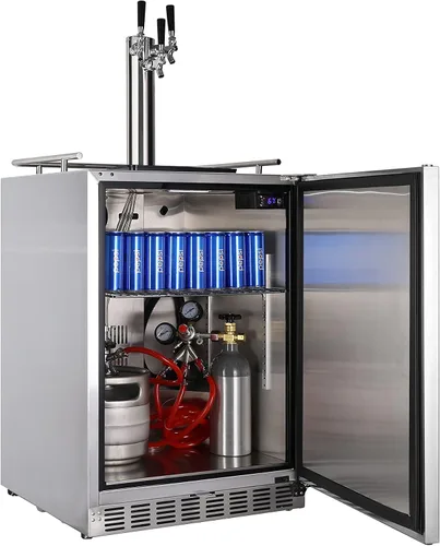 Miniatura 9 de HCK Kegerator, Kegerator de 24 Pulgadas para Exteriores para Patio con 3 Grifos, Dispensador de Cerveza de Tamaño Completo y Refrigerador de Bebidas