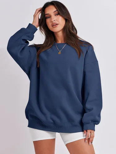 Miniatura 5 de ANRABESS Sudadera de gran tamaño para mujer, con cuello redondo, estilo Y2K, sudadera con capucha de forro polar, cómoda, camiseta informal, ropa