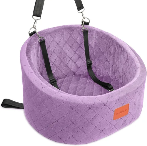 Miniatura 12 de Lealchum Asiento de automóvil para perros pequeños de hasta 30 libras, relleno de tela ultra suave en espuma viscoelástica cómoda, paseo feliz
