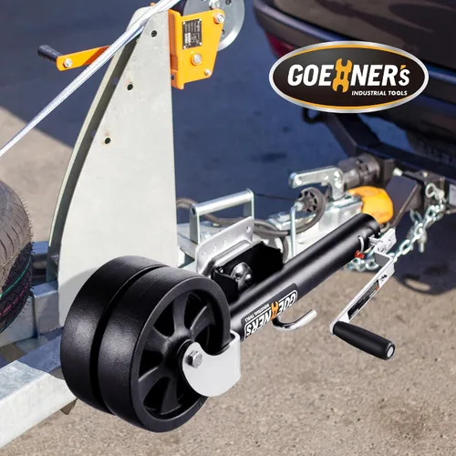 Miniatura 7 de Gato de remolque de barco mejorado 2.0 2000 libras - Gato de lengüeta giratorio de doble rueda galvanizado profesional de 8 pulgadas con mango