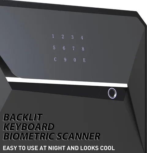 Miniatura 5 de Caja de seguridad inteligente de huellas dactilares con llave, 1.2 cúbicos, caja de seguridad para oficina en casa (1.2 pies cúbicos - 30 años)